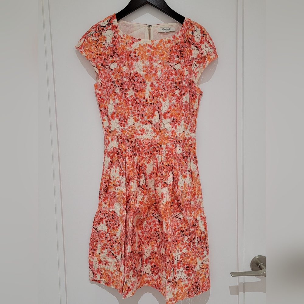 Madewell orange floral a-line mini dress